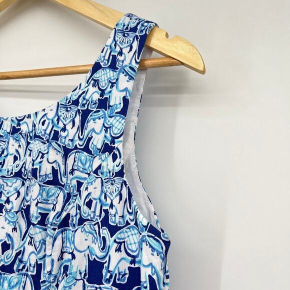 Lilly Pulitzer Cathy Dress Women's 6 Blue Shift Mini Elephant Print Classic - Picture 6 of 10